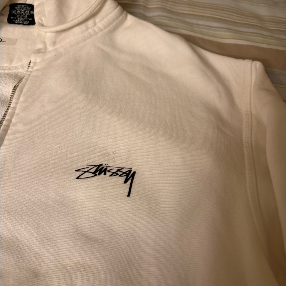 Stussy white hoodie with authenticity card